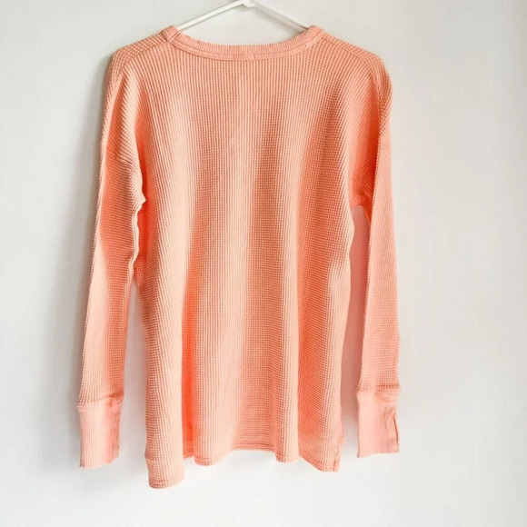 Offline by Aerie Dance Club Waffle textured Long Sleeve T Shirt Peach - Picture 5 of 5